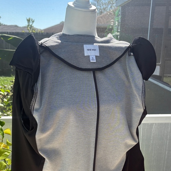 Nine West Women's Gray Houndstooth Blazer Coat - Picture 7 of 8